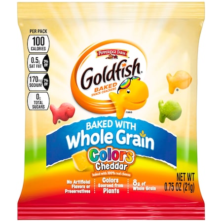 Pepperidge Farms Whole Grain Colors Cheddar Goldfish Snack Crackers .75 oz., PK300 140004788